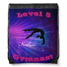 Gymnastics Custom Level & Name Drawstring Backpack