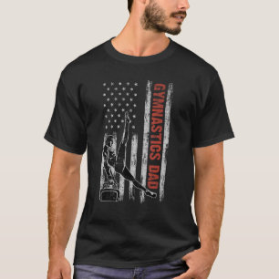 Gymnastics Dad American Flag Father's Day 4th Of J T-Shirt