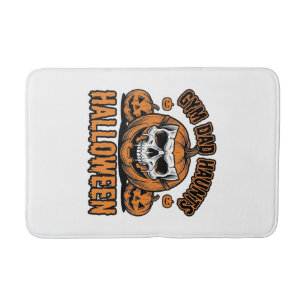 Gymnastics Dad Halloween Vintage Pumpkin Skull_1 Bath Mat
