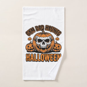 Gymnastics Dad Halloween Vintage Pumpkin Skull_1 Hand Towel