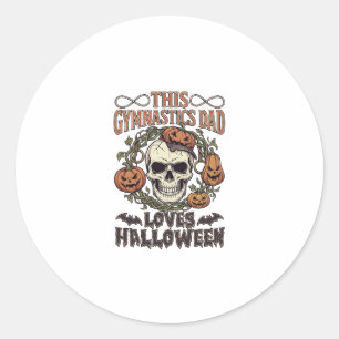 Gymnastics Dad Loves Halloween Skull Pumpkins Bats Classic Round Sticker