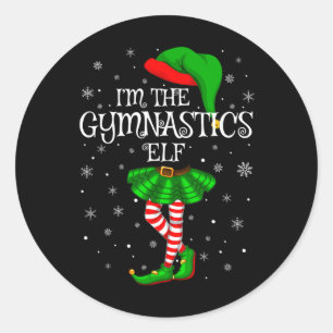 Gymnastics Elf Christmas Matching Family Women Gir Classic Round Sticker