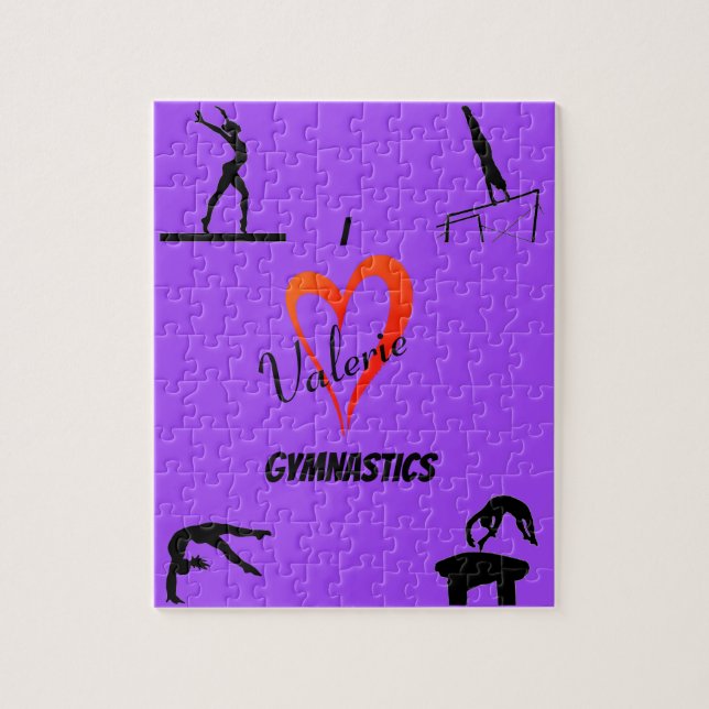 Gymnastics Events Purple Puzzle with Name (Vertical)