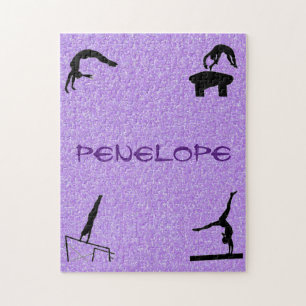 Gymnastics Events Purple Sparkle Jigsaw Puzzle