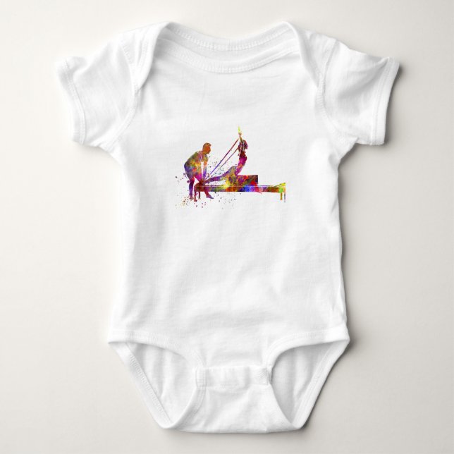 gymnastics exercise baby bodysuit (Front)