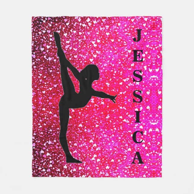 Gymnastics Falling Hearts Fleece Blanket (Front)
