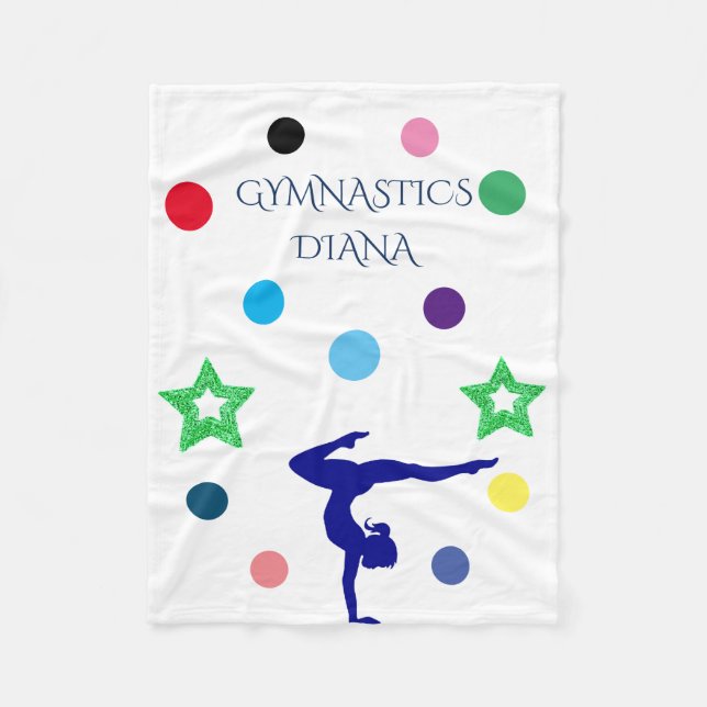 "GYMNASTICS" fleece blanket with custom name. (Front)