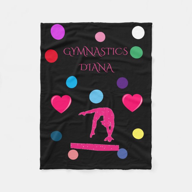 "GYMNASTICS" fleece blanket with custom name. (Front)