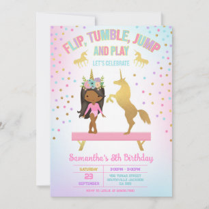 Gymnastics Flip Tumble Jump Birthday Invitation