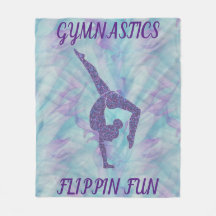 GYMNASTICS "FLIPPIN FUN" FLEECE BLANKET.