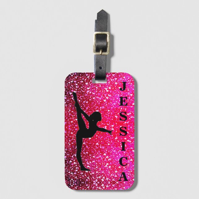 Gymnastics Floating Hearts    Luggage Tag (Front Vertical)
