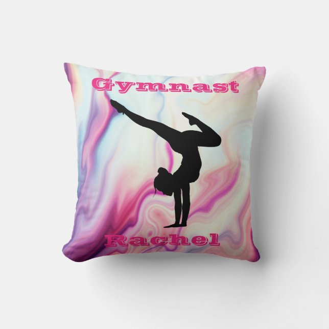 Gymnastics Floor, Beam, Vault, Bars Personalised Cushion (Front)