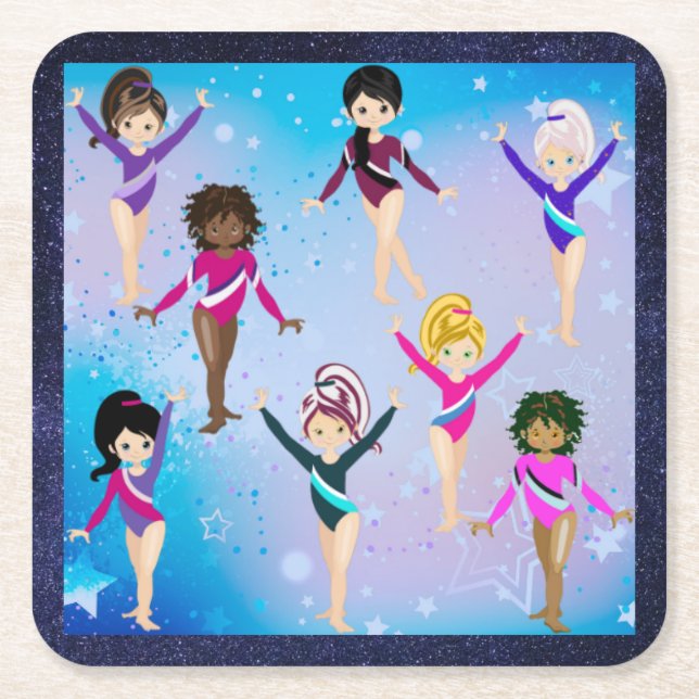 Gymnastics Friends: This Gymnast Looks Like Me  Square Paper Coaster (Front)