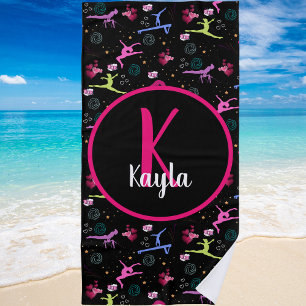 Gymnastics Fun Print Monogrammed Beach Towel