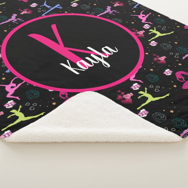 Gymnastics Fun Print Monogrammed   Sherpa Blanket (3/4)