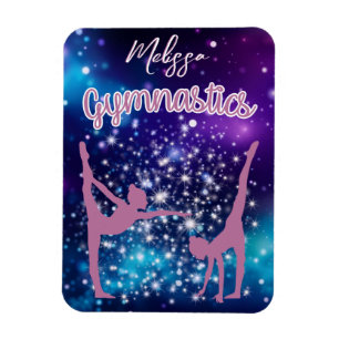 Gymnastics Galaxy Purple Turquoise Personalised Magnet