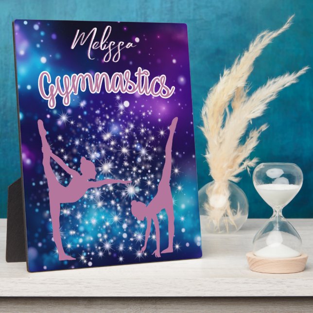 Gymnastics Galaxy Purple Turquoise Personalised Plaque (Side)