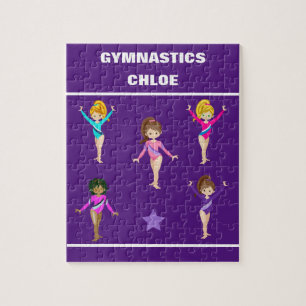 GYMNASTICS GIFT WITH 5 GYMNASTS PERSONALIZED JIGSAW PUZZLE