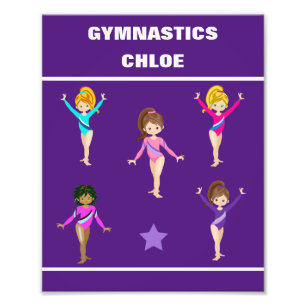 GYMNASTICS GIFT WITH 5 GYMNASTS PERSONALIZED PHOTO PRINT