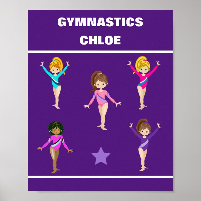 GYMNASTICS GIFT WITH 5 GYMNASTS PERSONALIZED POSTER (Front)