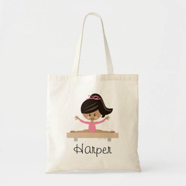 Gymnastics Girl Black Hair Dark Skintone Tote Bag (Front)