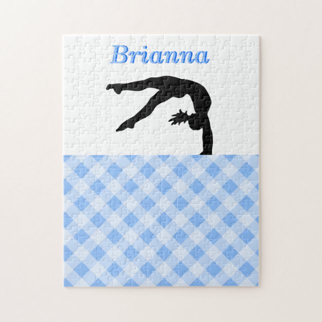 Gymnastics Girl Blissful in Blue Personalised Jigsaw Puzzle (Vertical)