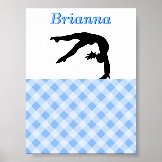 Gymnastics Girl Blissful in Blue Personalised Poster (Front)