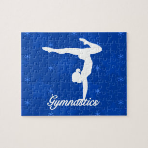 Gymnastics Girl Blue Stars Jigsaw Puzzle