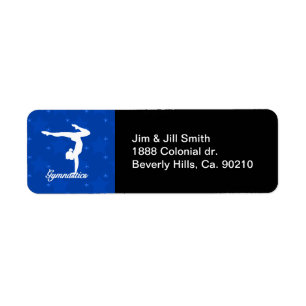 Gymnastics Girl Blue Stars Return Address Label
