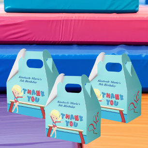 Gymnastics Girl Cute Blonde Gymnast Birthday Party Favour Box