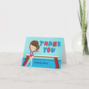Gymnastics Girl Cute Gymnast Custom Thank You Card