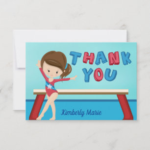 Gymnastics Girl Cute Gymnast Custom Thank You Card