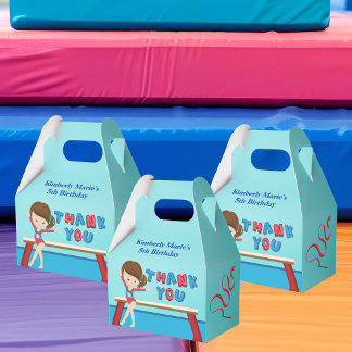 Gymnastics Girl Cute Gymnast Kids Birthday Party Favour Box