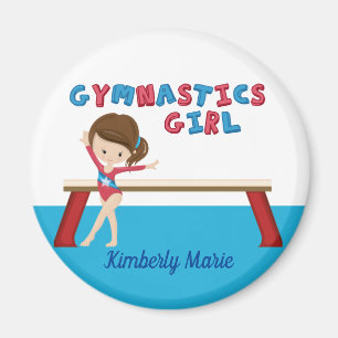 Gymnastics Girl Cute Personalised Gymnast Beam Magnet