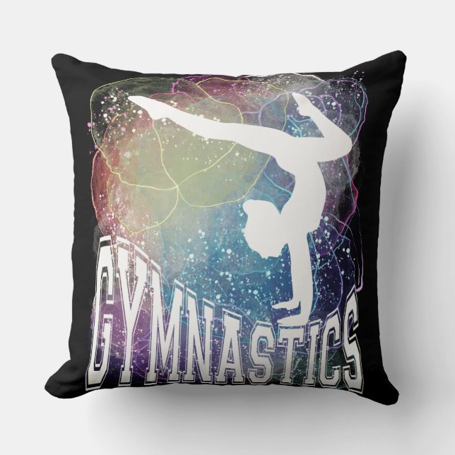 Gymnastics Girl Handstand Watercolor Cushion (Front)