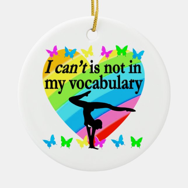 GYMNASTICS GIRL INSPIRATIONAL DESIGN CERAMIC TREE DECORATION (Front)