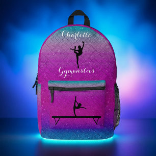 Gymnastics Girl Purple Blue Ombre Printed Backpack