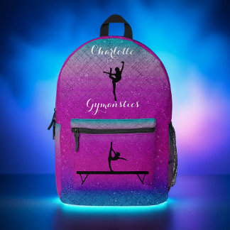 Gymnastics Girl Purple Blue Ombre Printed Backpack