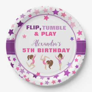 Gymnastics Girl Stars Birthday Party Paper Plate