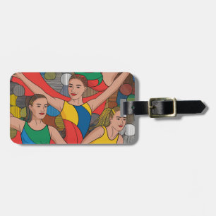 Gymnastics Girls Acro Dancers colourful pattern Luggage Tag