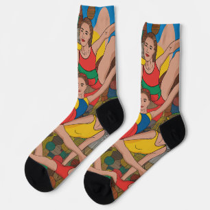 Gymnastics Girls Acro Dancers colourful pattern Socks