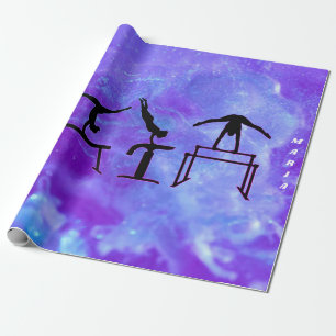 Gymnastics Girls Galaxy Wrapping Paper