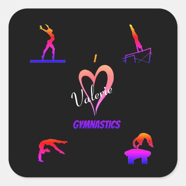 Gymnastics Girls "I Love Gymnastics" Stickers (Front)