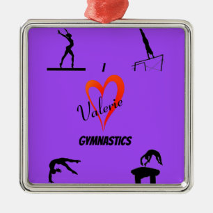 Gymnastics Girls Love Purple Ceramic Ornament
