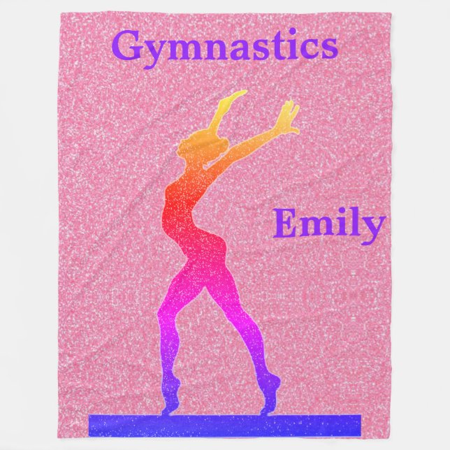 Gymnastics Girls Pink Sparkle Fleece Blanket (Front)