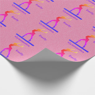 Gymnastics Girls Pink Sparkle Wrapping Paper
