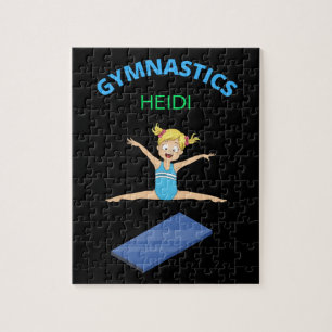 Gymnastics girls puzzle personalized.