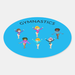 Gymnastics girl's stickers with 6 gymnast