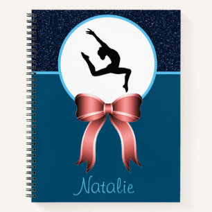 Gymnastics Glitter and Bow Notebook