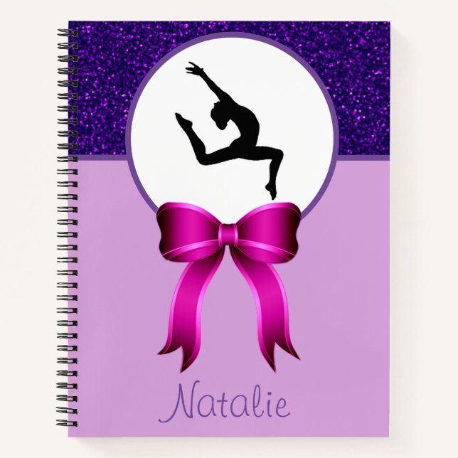 Gymnastics Glitter and Bow Notebook (Front)